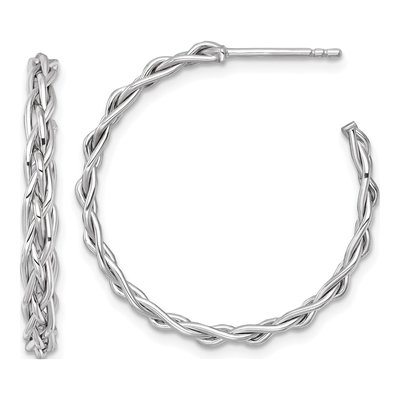 14K Yellow Gold 29mm Woven C- Hoop Earrings