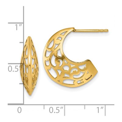 14K Yellow Gold Cut-Out J- Hoop Earrings – view 3