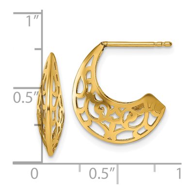 14K Yellow Gold Cut-Out J- Hoop Earrings – view 4