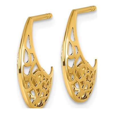 14K Yellow Gold Cut-Out J- Hoop Earrings – view 3