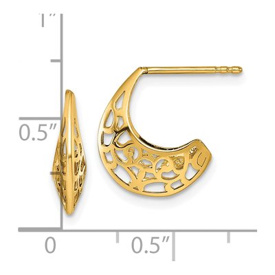 14K Yellow Gold Cut-Out J- Hoop Earrings – view 4