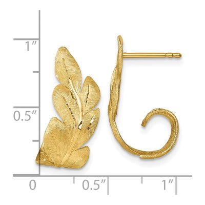 14K Yellow Gold 24mm Curled Leaf Hoop Earrings – view 4