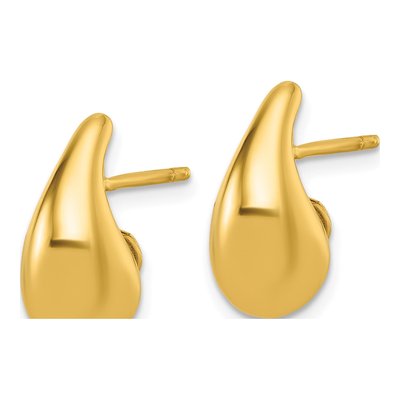 14K Yellow Gold Puffed Teardrop Stud Earrings – view 3