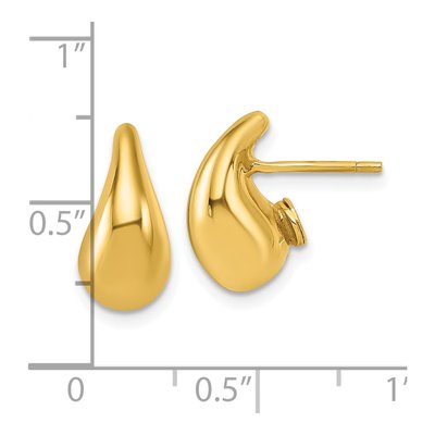 14K Yellow Gold Puffed Teardrop Stud Earrings – view 4