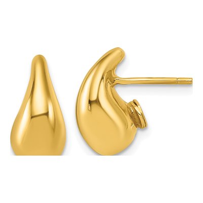 14K Yellow Gold Puffed Teardrop Stud Earrings
