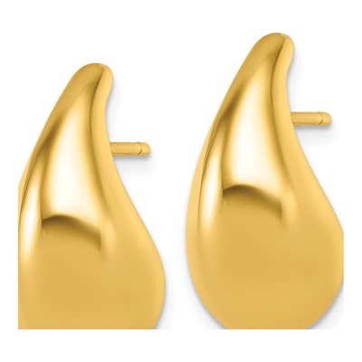14K Yellow Gold 3D Puffed Teardrop Stud Earrings – view 3