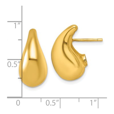 14K Yellow Gold 3D Puffed Teardrop Stud Earrings – view 4
