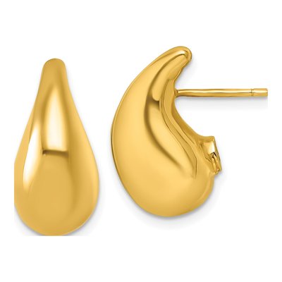 14K Yellow Gold 3D Puffed Teardrop Stud Earrings