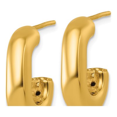 14K Yellow Gold 19mm Puffed Oval J- Hoop Earrings – view 3