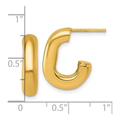 14K Yellow Gold 19mm Puffed Oval J- Hoop Earrings – view 4