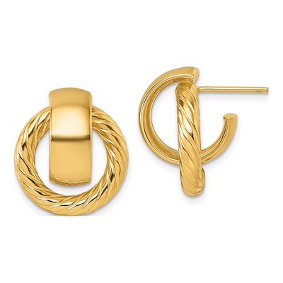 14K Yellow Gold Twisted C- Stud Earrings