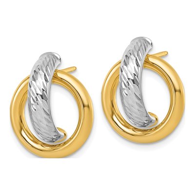 14K Yellow Gold Diamond-Cut Doorknocker Stud Earrings – view 3