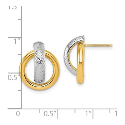 14K Yellow Gold Diamond-Cut Doorknocker Stud Earrings – view 4