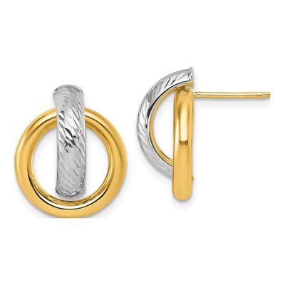 14K Yellow Gold Diamond-Cut Doorknocker Stud Earrings