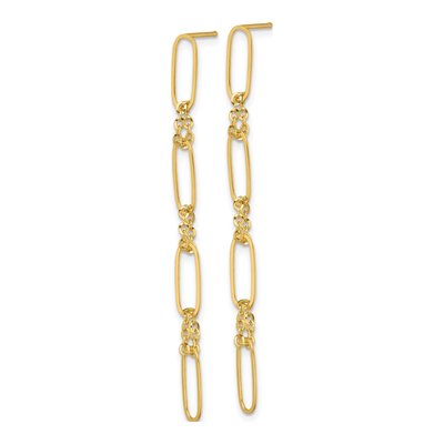 14K Yellow Gold Paperclip Link Dangle Earrings – view 3