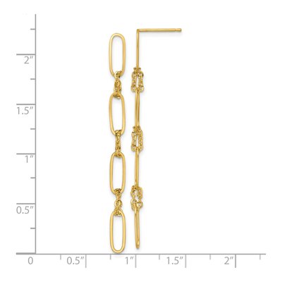 14K Yellow Gold Paperclip Link Dangle Earrings – view 4