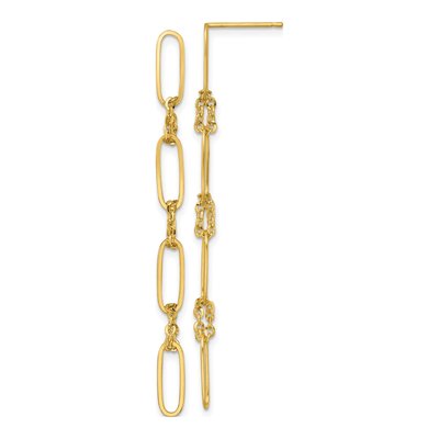 14K Yellow Gold Paperclip Link Dangle Earrings