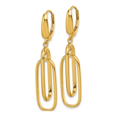 14K Yellow Gold Rectangle Leverback Earrings – view 3