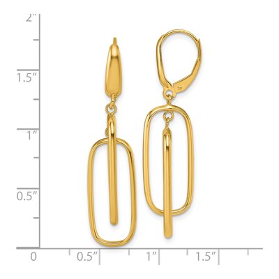 14K Yellow Gold Rectangle Leverback Earrings – view 4