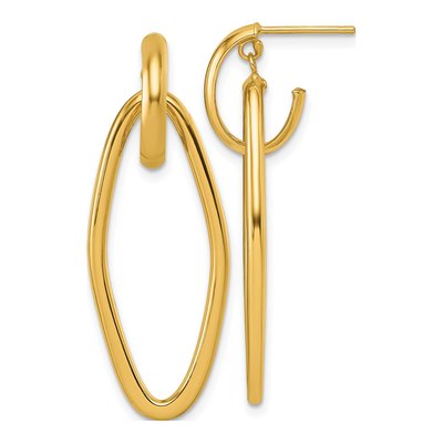 14K Yellow Gold Oval C- Dangle Earrings