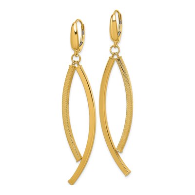 14K Yellow Gold Curved Bars Leverback Earrings – view 3