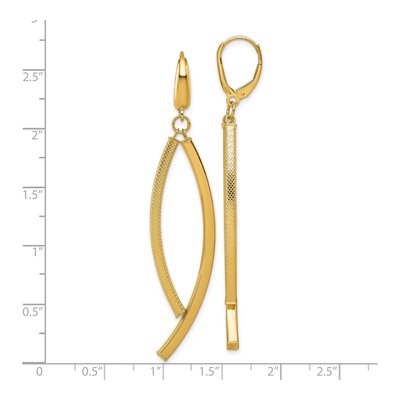14K Yellow Gold Curved Bars Leverback Earrings – view 4