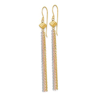 14K Tri-Color Gold Tassel Dangle Earrings – view 3