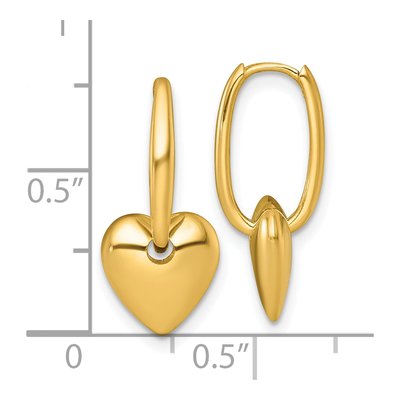 14K Yellow Gold 22mm Puffed Heart Huggie Hoop Earrings – view 4
