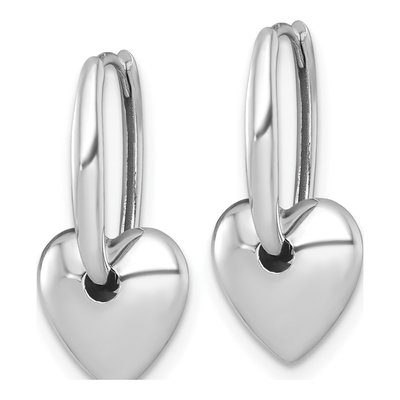 14K White Gold 22mm Puffed Heart Huggie Hoop Earrings – view 3