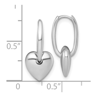 14K White Gold 22mm Puffed Heart Huggie Hoop Earrings – view 4
