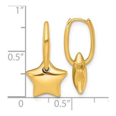 14K Yellow Gold 22mm Puffed Star Huggie Hoop Earrings – view 4