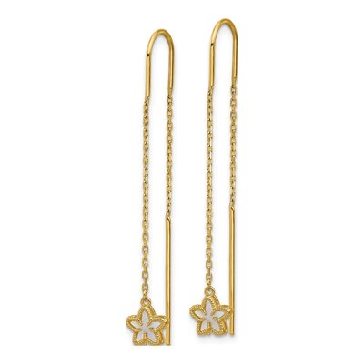 14K Yellow Gold Mother of Pearl Threader Earrings – view 2