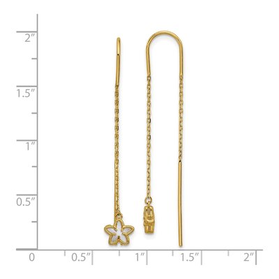 14K Yellow Gold Mother of Pearl Threader Earrings – view 3