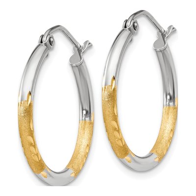 14K Yellow Gold 17mm Diamond-Cut Hoop Earrings – view 3