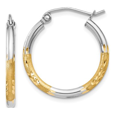 14K Yellow Gold 17mm Diamond-Cut Hoop Earrings