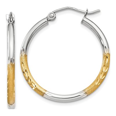14K Yellow Gold 20mm Diamond-Cut Hoop Earrings