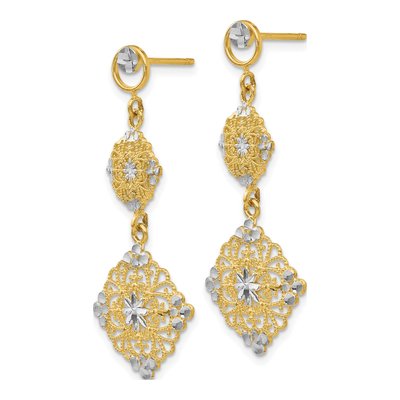 14K Yellow Gold Filigree Dangle Earrings – view 3