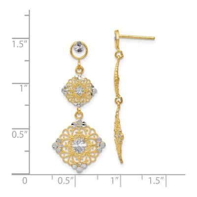 14K Yellow Gold Filigree Dangle Earrings – view 5