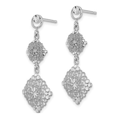 14K White Gold Filigree Dangle Earrings – view 3