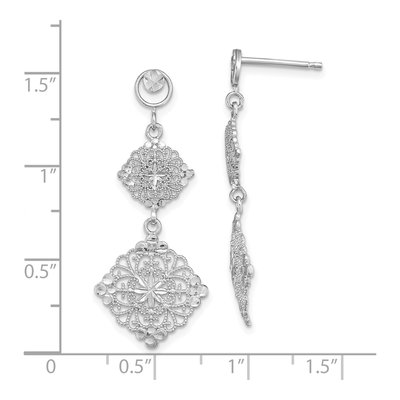 14K White Gold Filigree Dangle Earrings – view 5