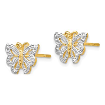 14K Yellow Gold Butterfly Stud Earrings – view 3