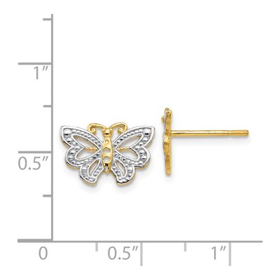 14K Yellow Gold Butterfly Stud Earrings – view 5