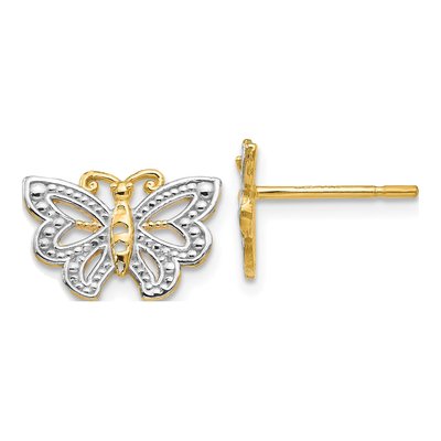 14K Yellow Gold Butterfly Stud Earrings