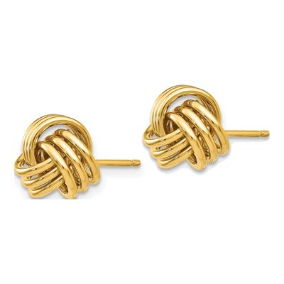 14K Yellow Gold Triple Love Knot Stud Earrings – view 3