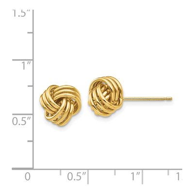 14K Yellow Gold Triple Love Knot Stud Earrings – view 5