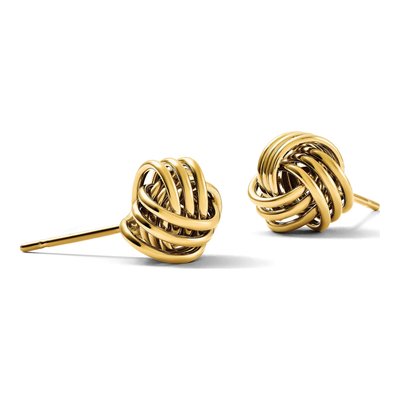 14K Yellow Gold Triple Love Knot Stud Earrings – view 6