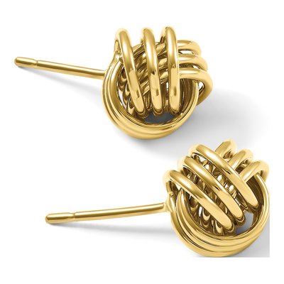 14K Yellow Gold Triple Love Knot Stud Earrings – view 7