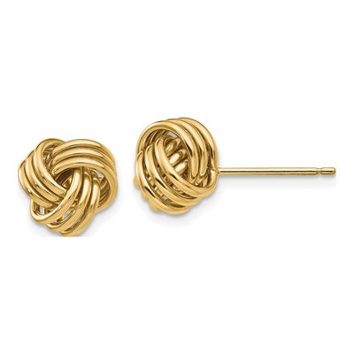 14K Yellow Gold Triple Love Knot Stud Earrings