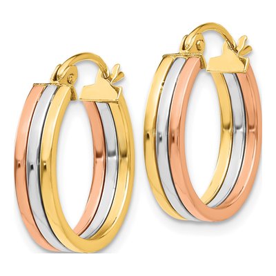 14K Tri-Color Gold 18mm Hoop Earrings – view 3