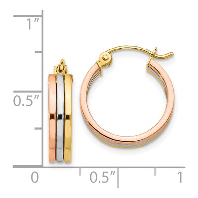 14K Tri-Color Gold 18mm Hoop Earrings – view 5